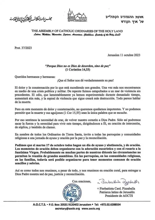 Comunicado Oficial Jerusalem